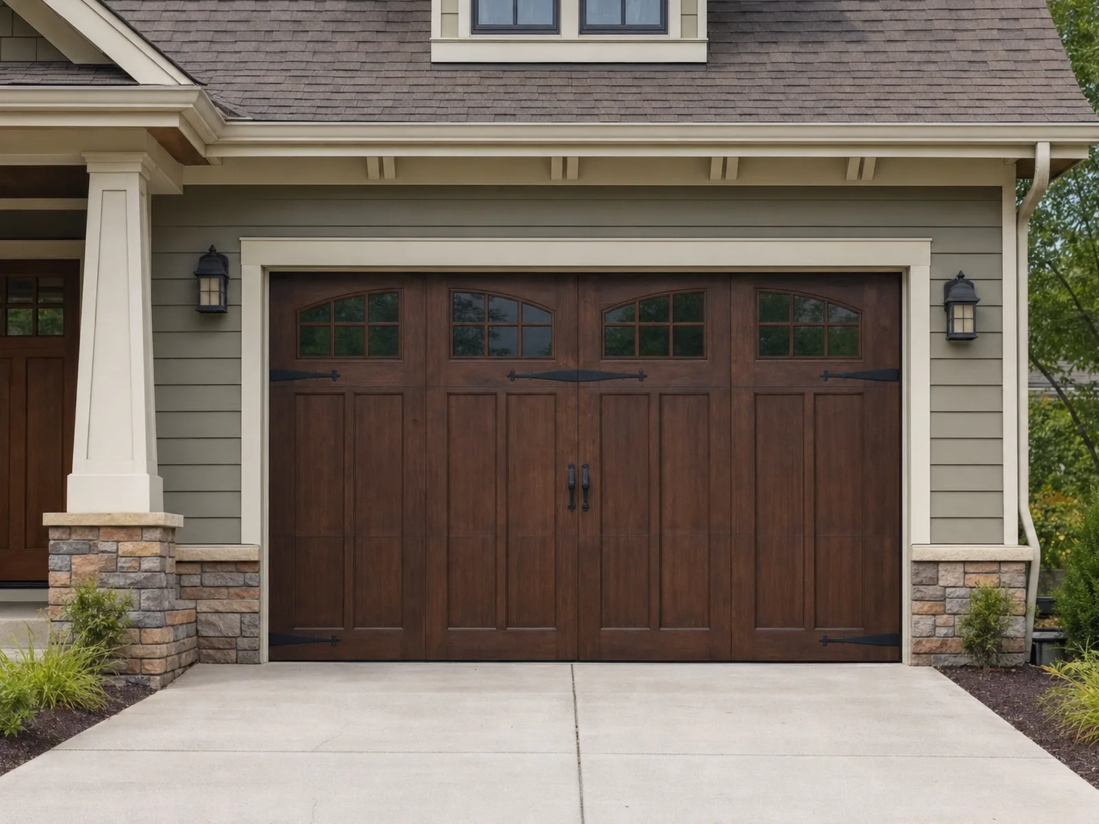 Clopay Canyon Ridge dark wood carriage garage door