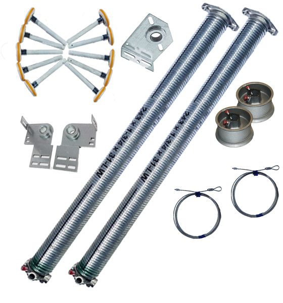 Garage door cables, rollers, and spring hardware kit